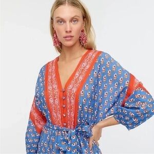 J Crew Beachwear Block Print Coverup Dress size Small